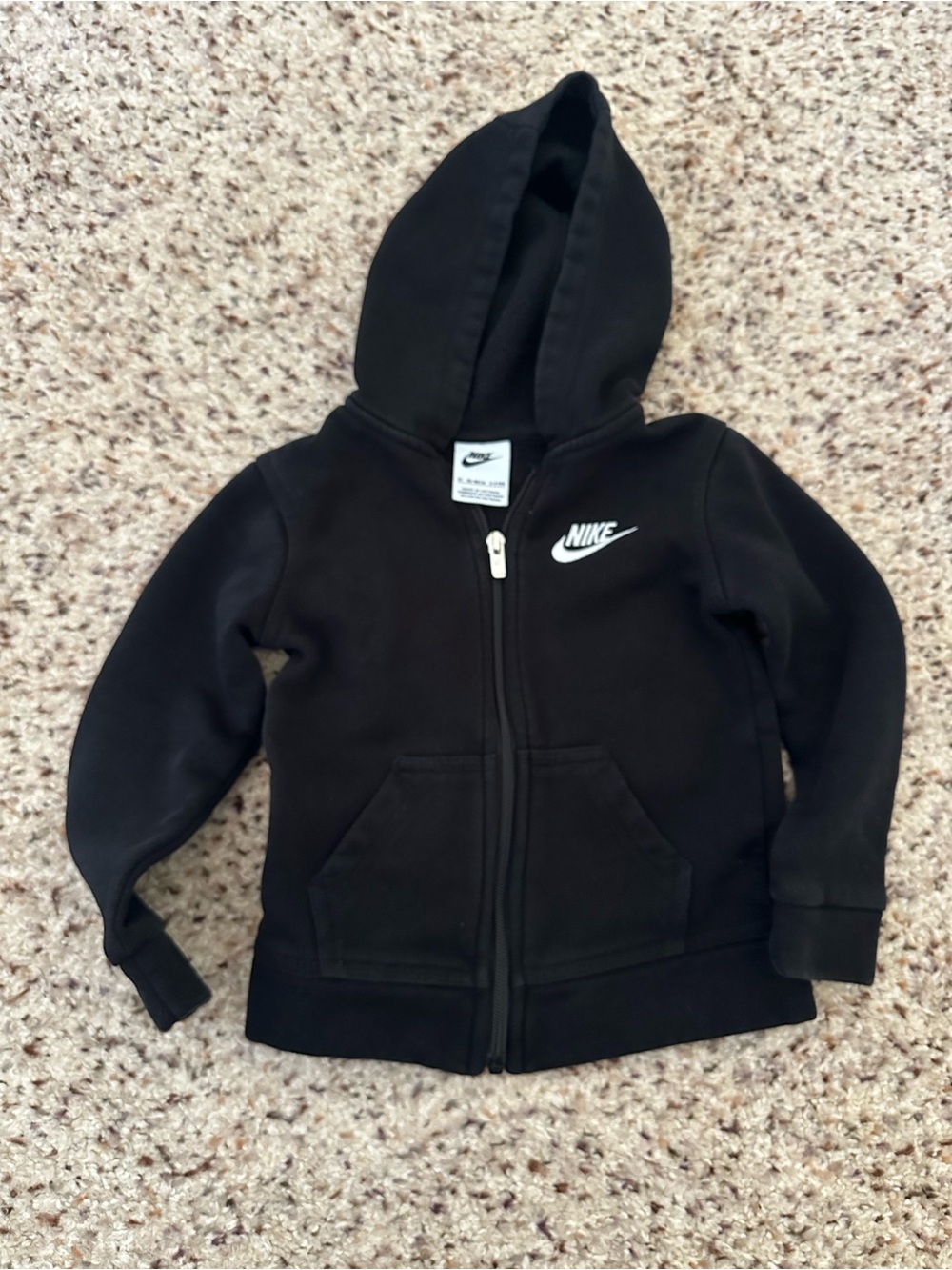 Nike Kids' Black Zip-Up Hoodie in size 2T